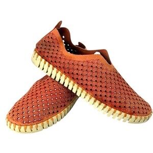Ilse Jacobsen Tulip Laser-Cut Comfort Slip On Shoes Camelia Orange US 10 EU41